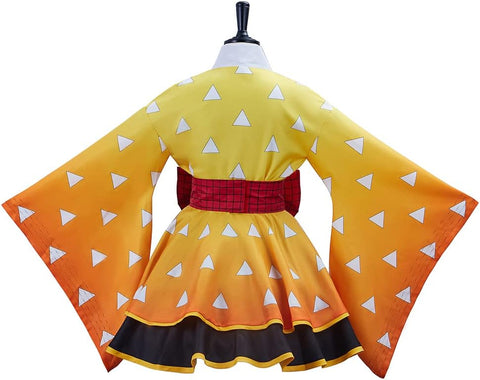 Demon Slayer: Zenitsu Yellow Triangle Haori - Officially Licensed Cosplay Kimono Robe - Coscosmos