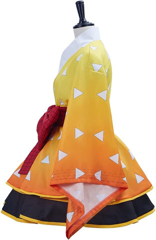 Demon Slayer: Zenitsu Yellow Triangle Haori - Officially Licensed Cosplay Kimono Robe - Coscosmos
