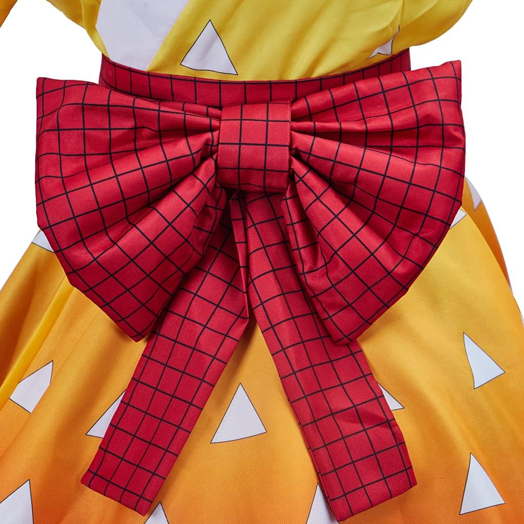 Demon Slayer: Zenitsu Yellow Triangle Haori - Officially Licensed Cosplay Kimono Robe - Coscosmos