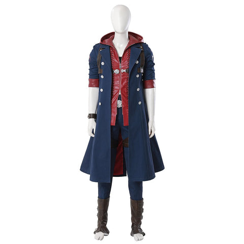 Devil May Cry 4 Nero Full Cosplay Costume Set - Official Replica Outfit with Red Queen & Blue Rose - Coscosmos