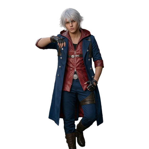 Devil May Cry 4 Nero Full Cosplay Costume Set - Official Replica Outfit with Red Queen & Blue Rose - Coscosmos