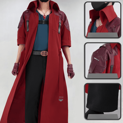 Devil May Cry 5 Dante Leather Coat Halloween Cosplay Jacket Outfit - Coscosmos