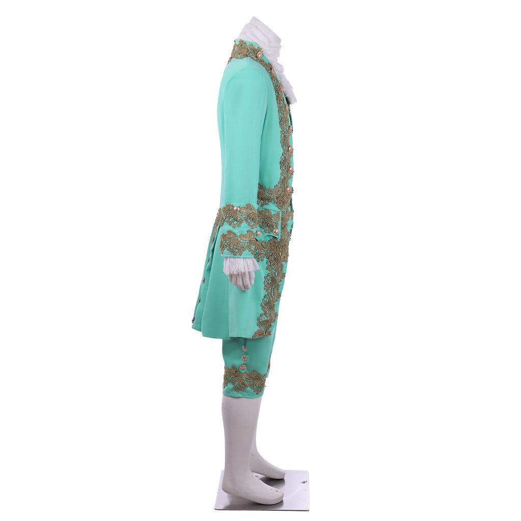 18th Century Rococo Men’s Court Dress - Green Retro Colonial Suit | Coscomos Medieval Series