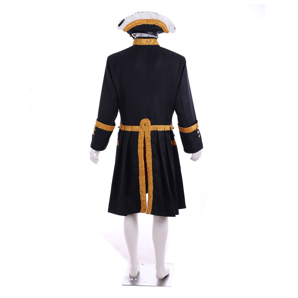 18th Century Tudor Regency Royal Men’s Black Coat & Vest Renaissance Party Suit | Coscomos