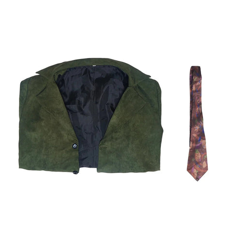Disco Elysium Green Jacket with Tie - Official Inspired Detective Vintage Blazer Costume - Coscosmos