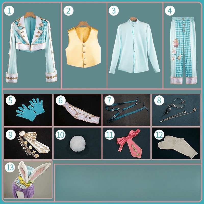 Disney Twisted - Wonderland Floyd Leech White Rabbit Festival Outfit Cosplay Costume - Coscosmos