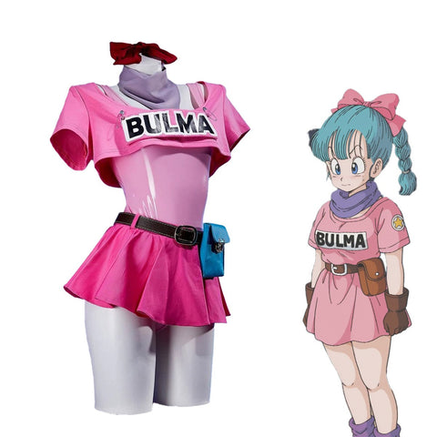 Dragon Ball Bulma PU Leather Dress Cosplay Costume - Coscosmos