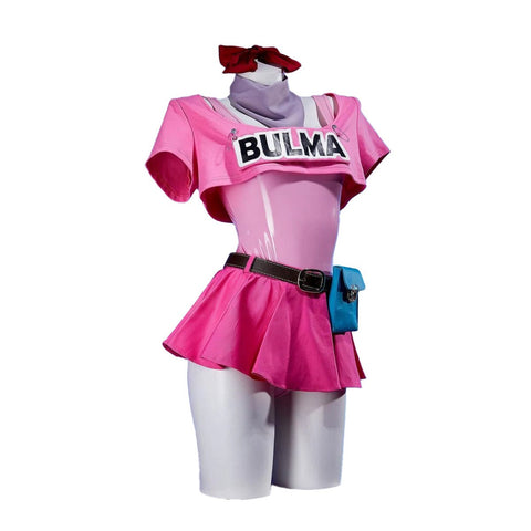 Dragon Ball Bulma PU Leather Dress Cosplay Costume - Coscosmos