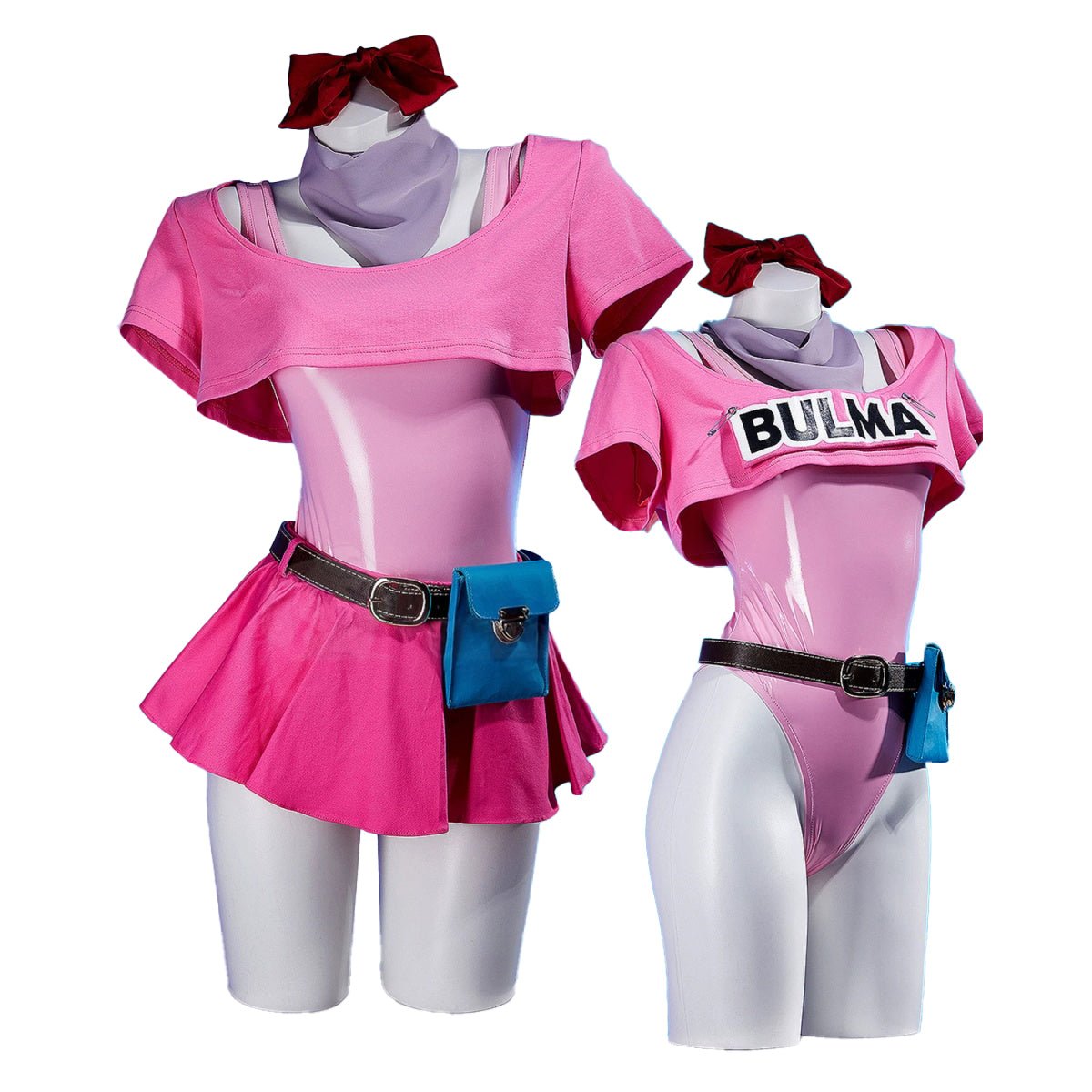 Dragon Ball Bulma PU Leather Dress Cosplay Costume - Coscosmos