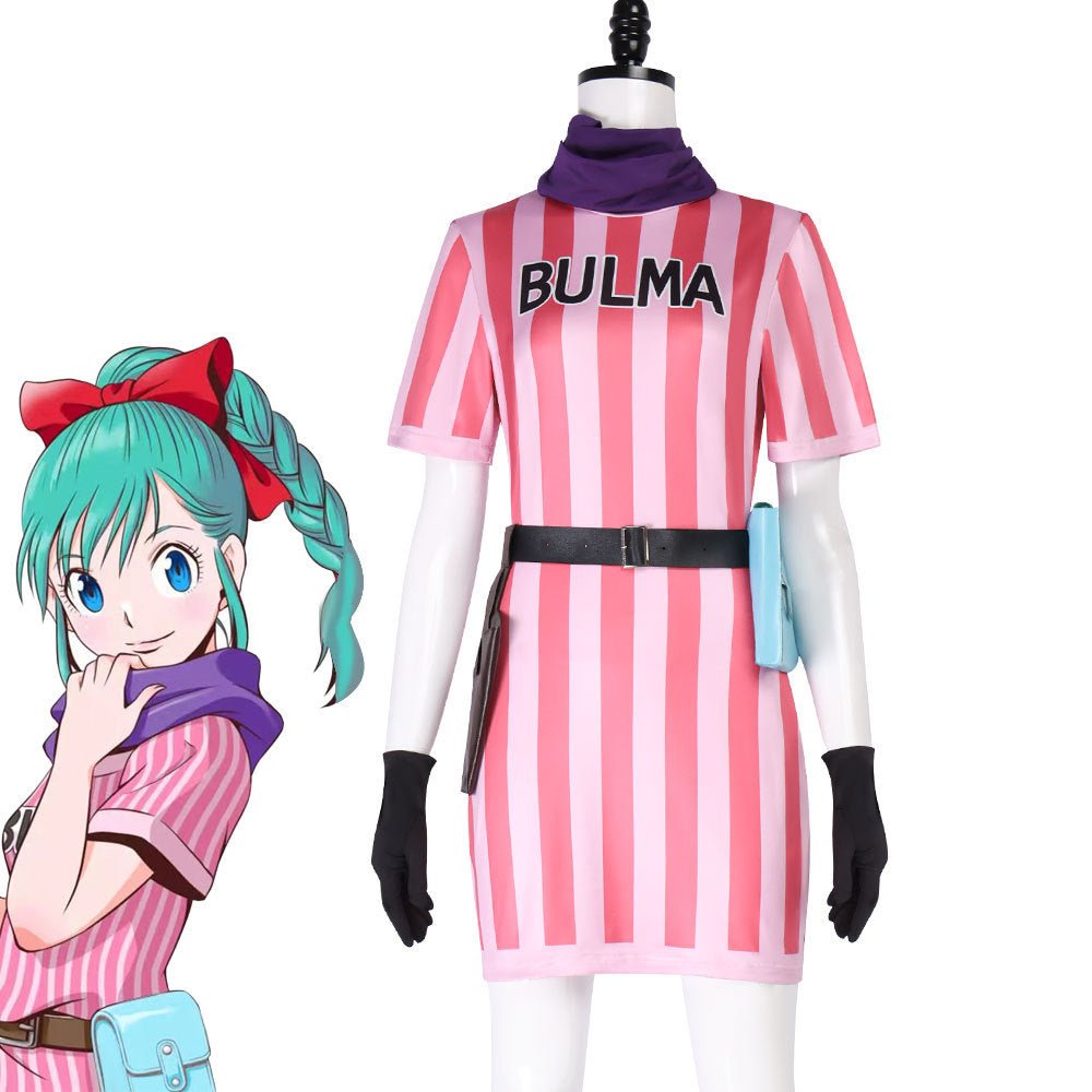 Dragon Ball Bulma Striped Cosplay Dress - Coscosmos