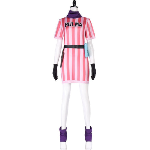 Dragon Ball Bulma Striped Cosplay Dress - Coscosmos