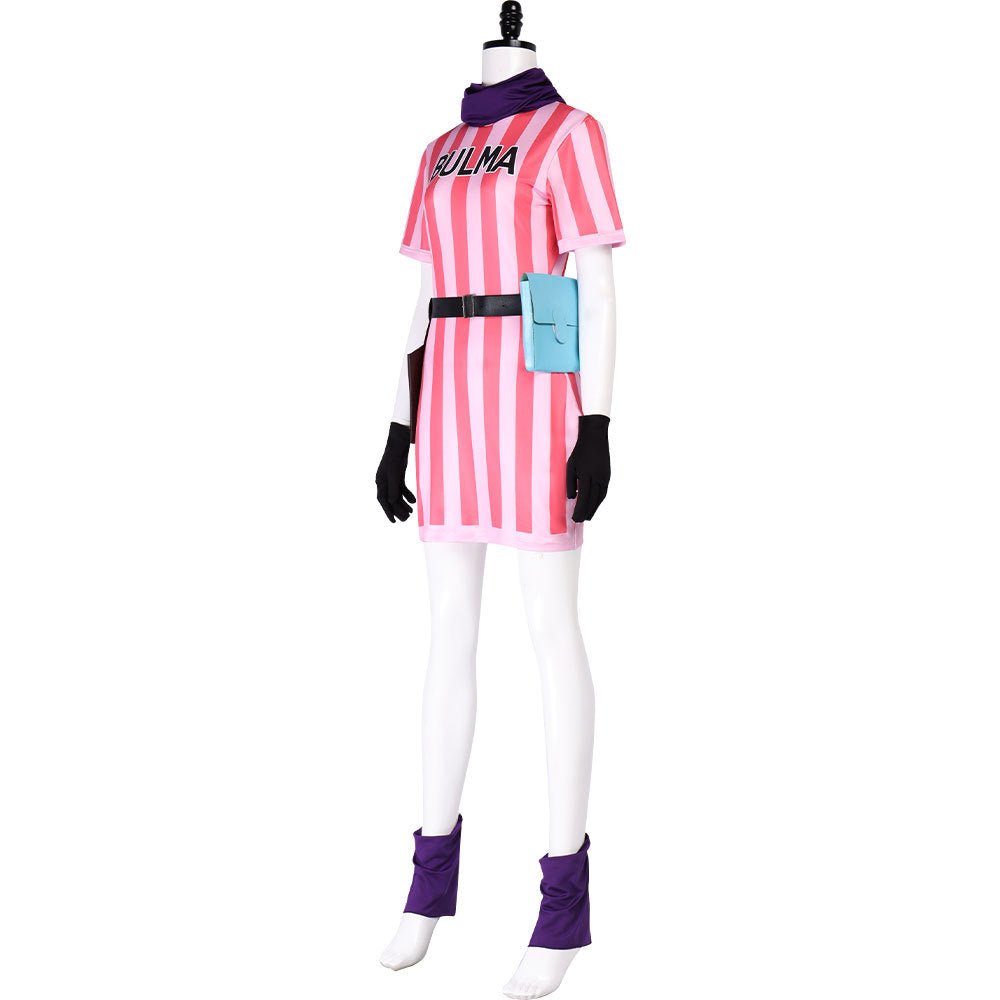 Dragon Ball Bulma Striped Cosplay Dress - Coscosmos