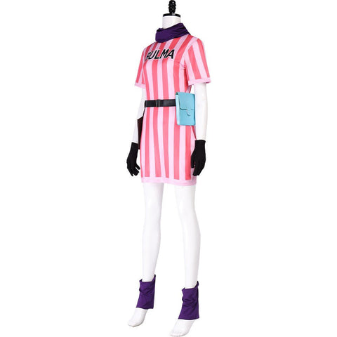 Dragon Ball Bulma Striped Cosplay Dress - Coscosmos
