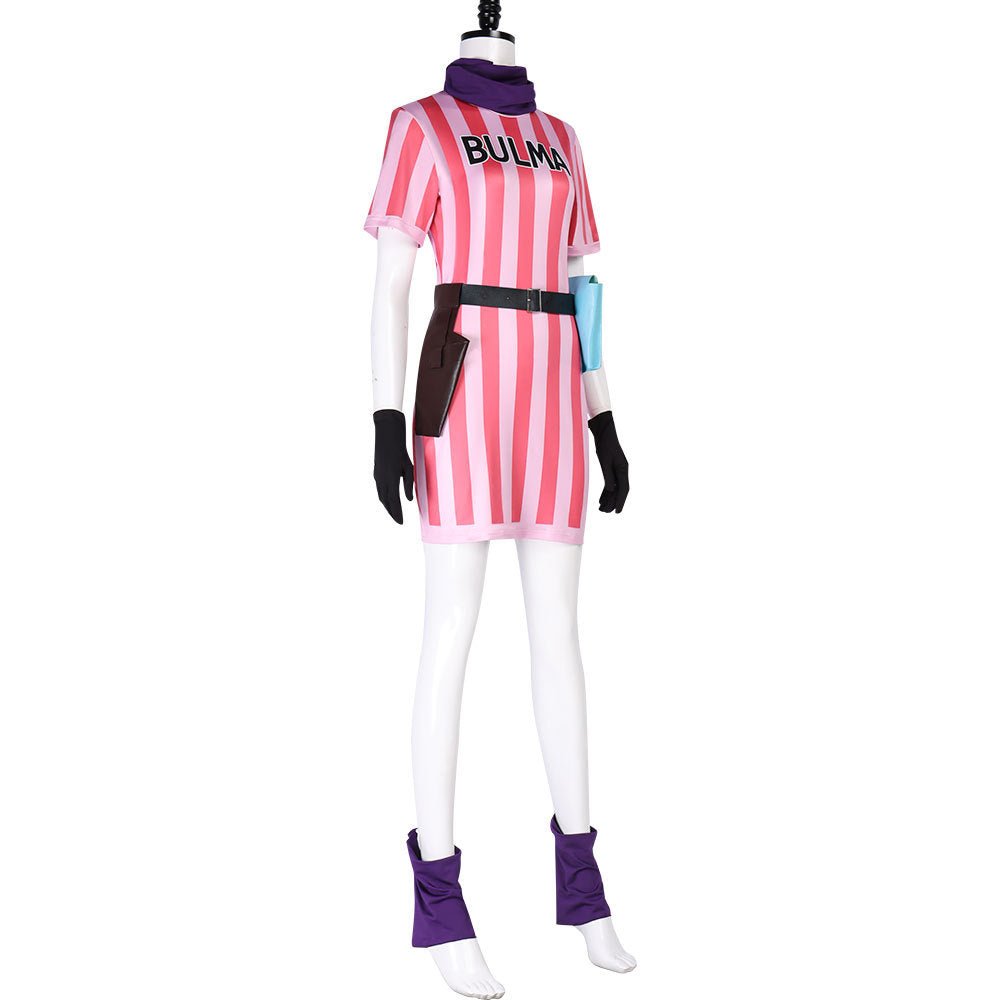 Dragon Ball Bulma Striped Cosplay Dress - Coscosmos