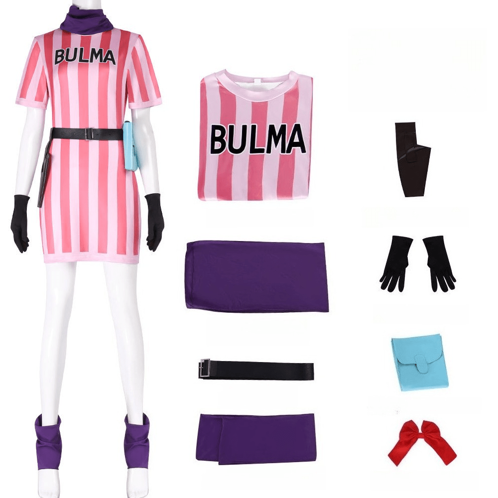 Dragon Ball Bulma Striped Cosplay Dress - Coscosmos