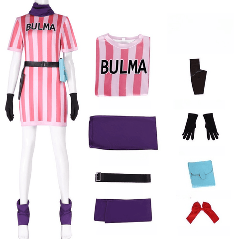 Dragon Ball Bulma Striped Cosplay Dress - Coscosmos