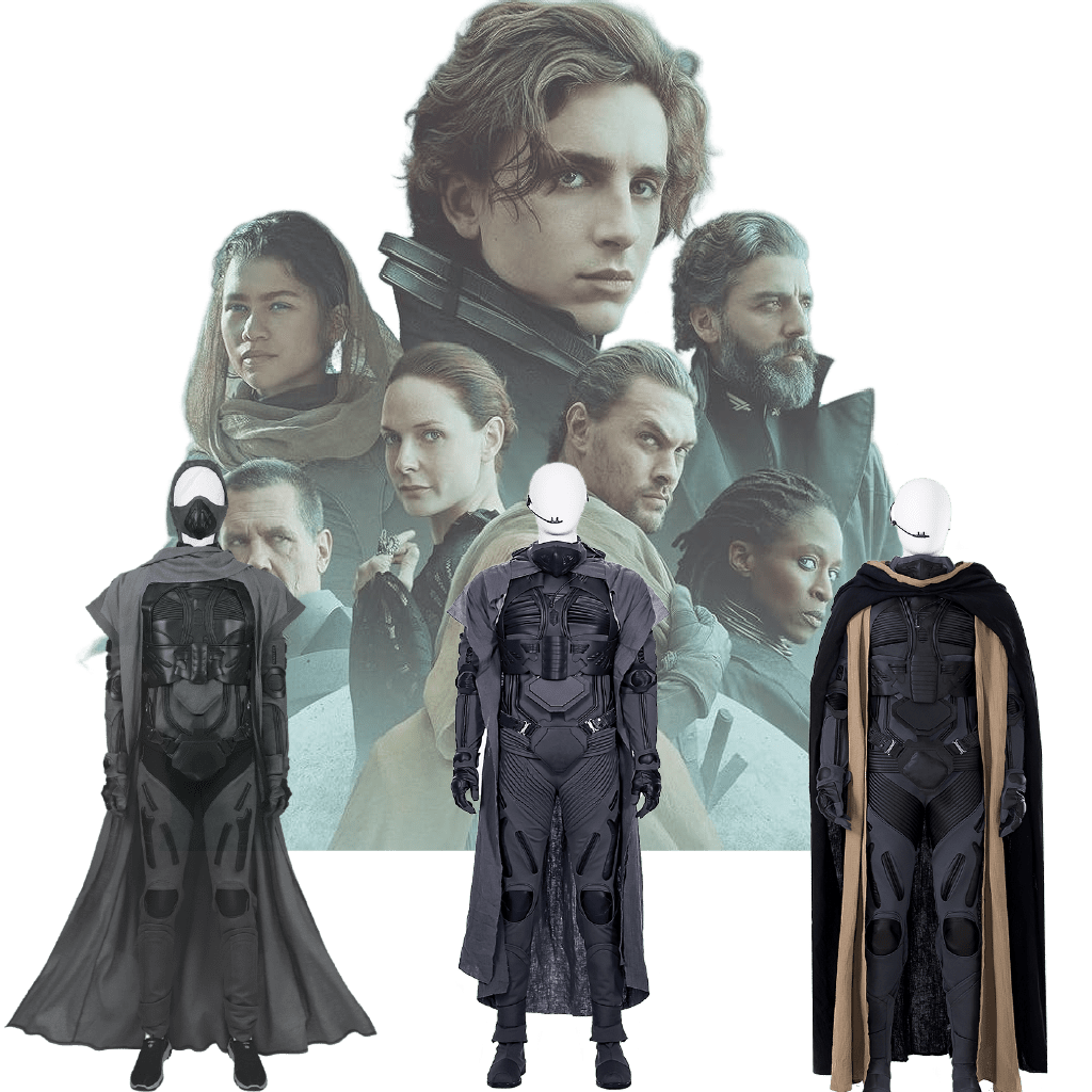 Dune Costume Paul, Chani Atreides Fremen Stillsuit Costume Set with Mask, Shoes - Coscosmos