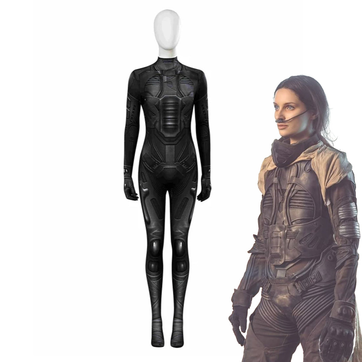 Dune Costume Paul, Chani Atreides Fremen Stillsuit Costume Set with Mask, Shoes - Coscosmos