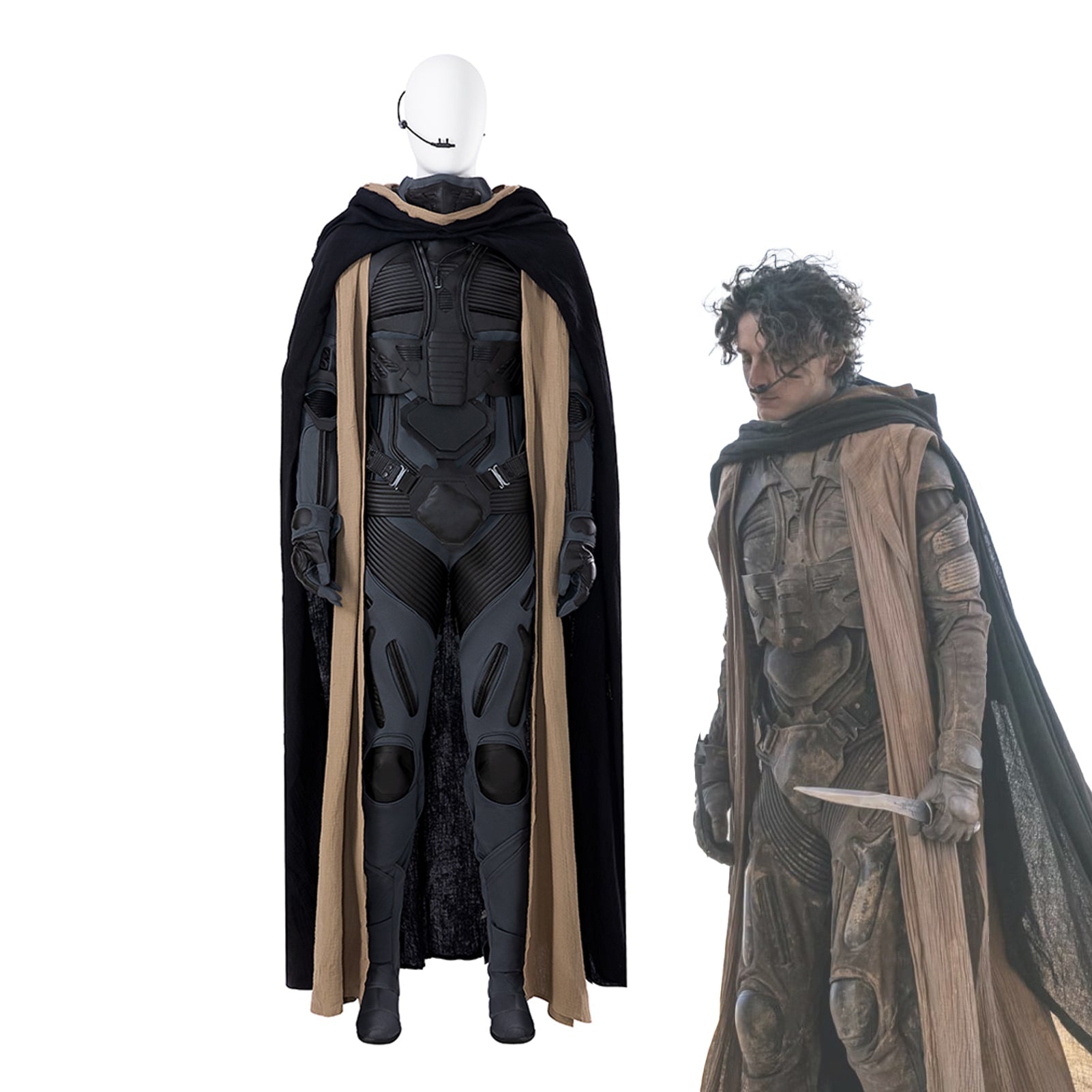 Dune Costume Paul, Chani Atreides Fremen Stillsuit Costume Set with Mask, Shoes - Coscosmos