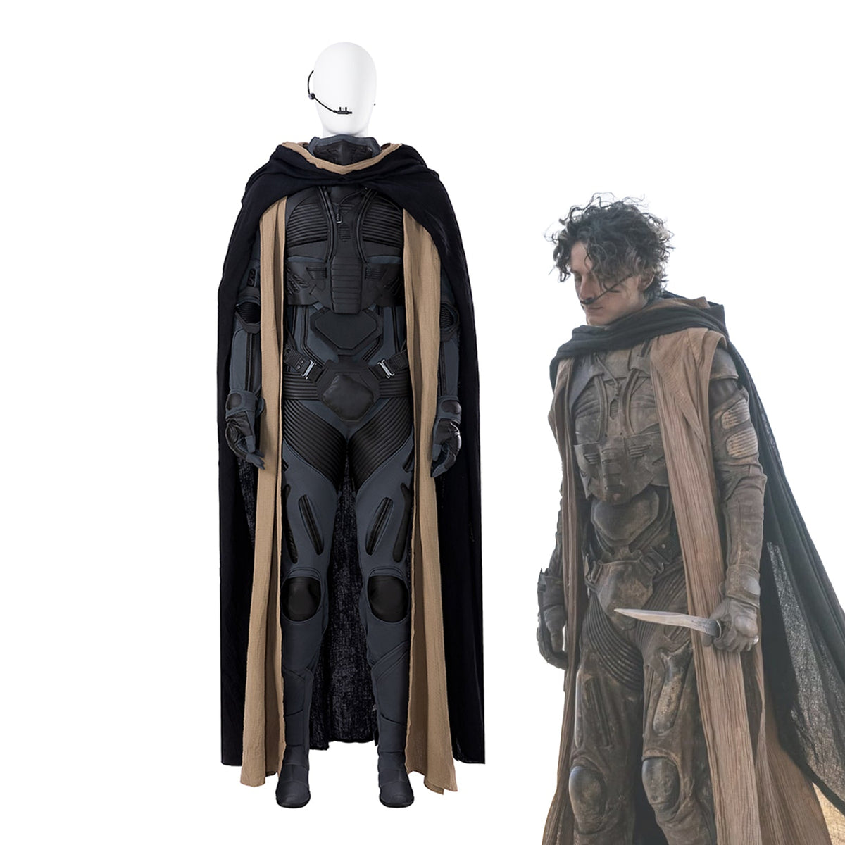 Dune Costume Paul, Chani Atreides Fremen Stillsuit Costume Set with Mask, Shoes - Coscosmos