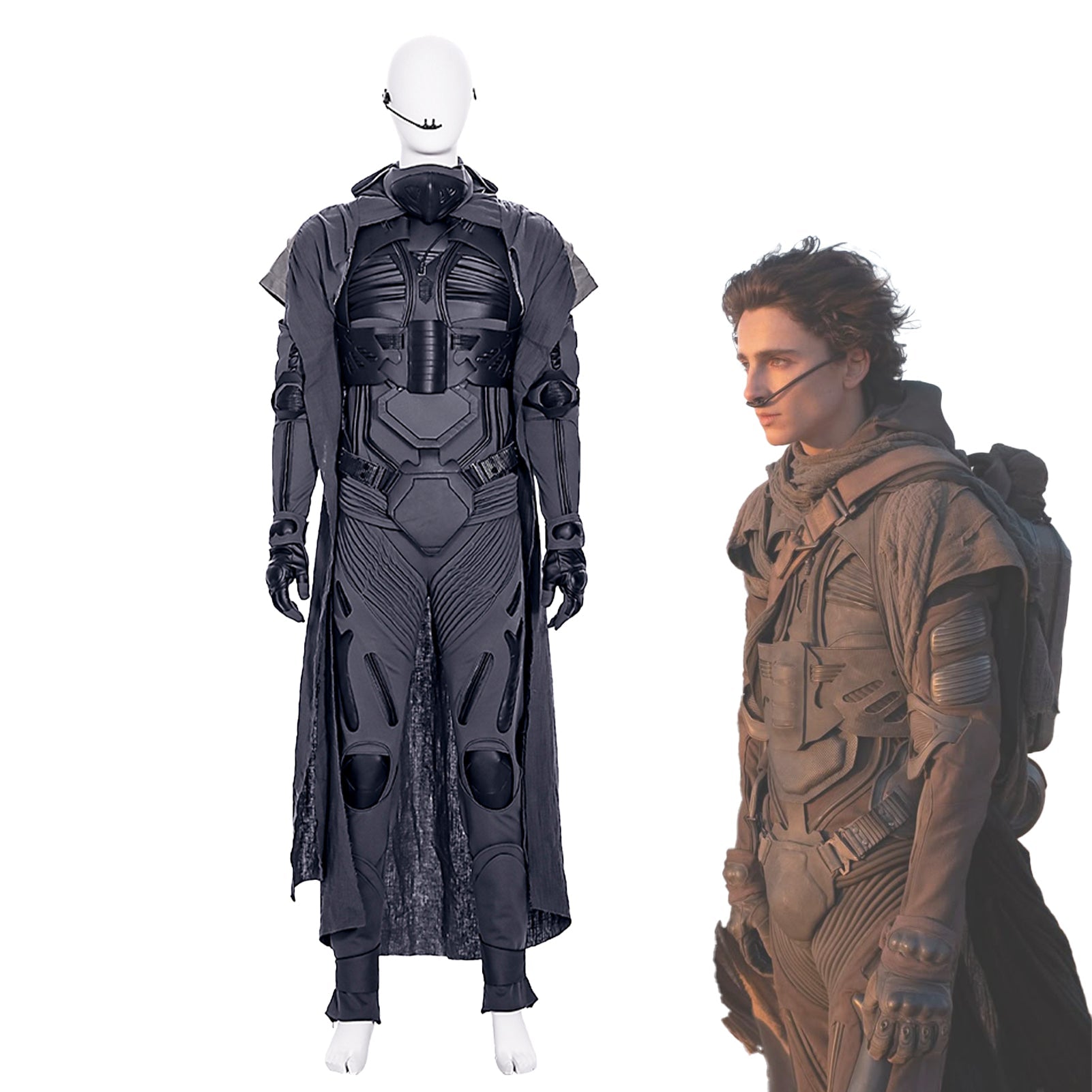 Dune Costume Paul, Chani Atreides Fremen Stillsuit Costume Set with Mask, Shoes - Coscosmos