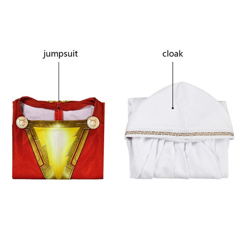 Shazam Billy Batson Captain Marvel Cosplay Costume Body-suit Zentai Tight Jump