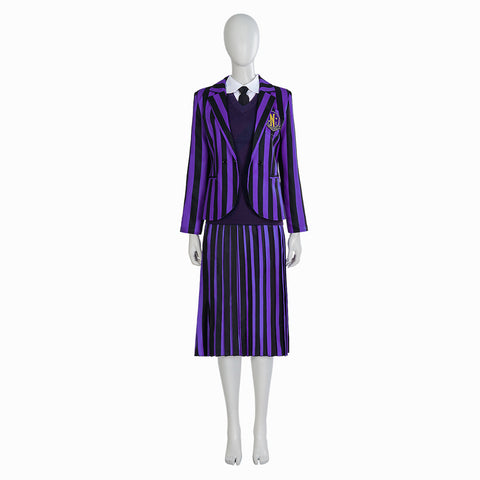 Addams Cosplay Costume Same Style Costumes Full Set School Uniform Customized Anime Rave Halloween Cos