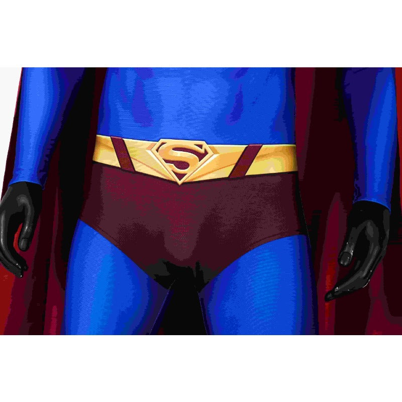 Super Hero Infinite Earths Clark Blue Cosplay Suit with Cloak