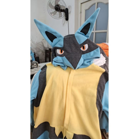 Lucario Anime Cosplay Costume Anime Pajamas  Outfit for Couples Performance Flannel Material