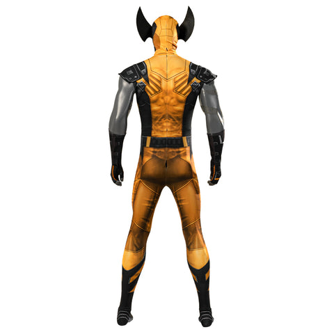 Golden Wolf Zentai Cosplay Costume – Futuristic Hero Halloween Roleplay Suit with Claw Accessories