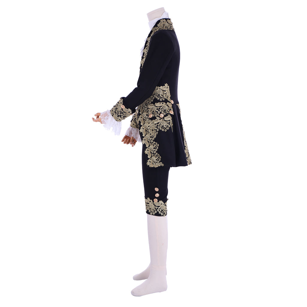 18th Century Rococo Mens Court Costume - Black Colonial Suit