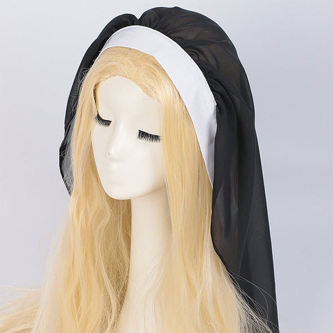 Easter Foreign Trade Spring and Autumn New Nun Costume Long Sleeve Cosplay Dress Lace Plain Color Dress Suit - Coscosmos