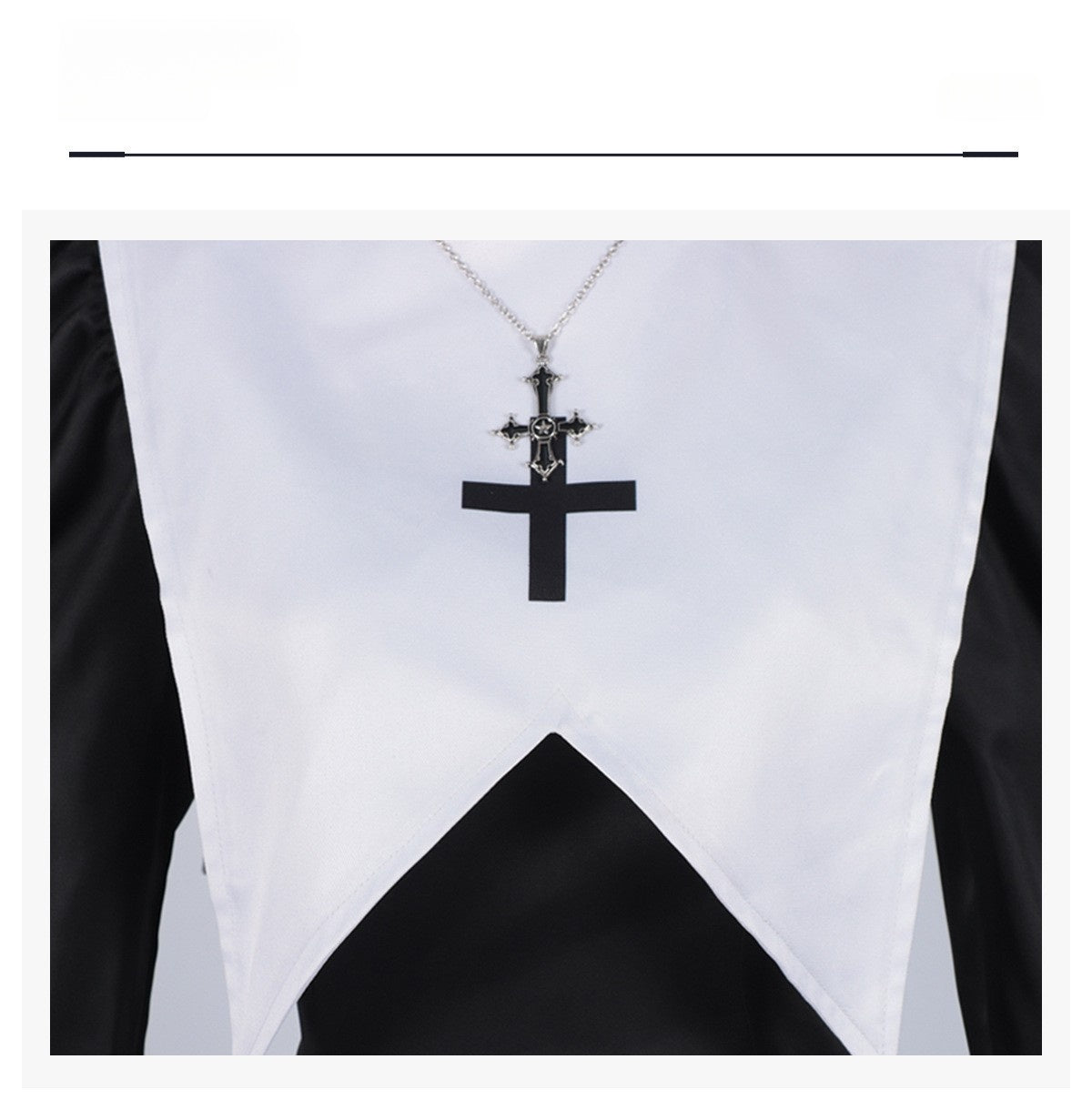 Easter Foreign Trade Spring and Autumn New Nun Costume Long Sleeve Cosplay Dress Lace Plain Color Dress Suit - Coscosmos