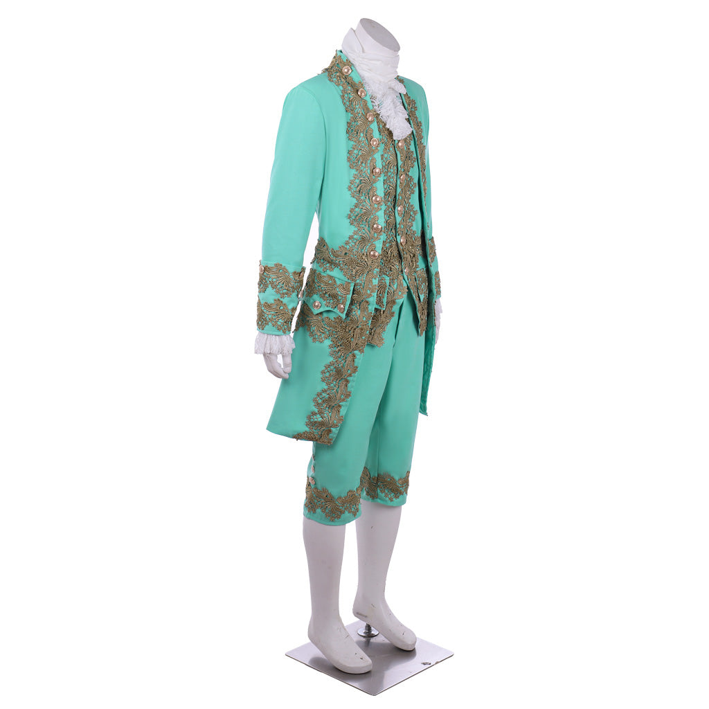 18th Century Rococo Men’s Court Dress - Green Retro Colonial Suit | Coscomos Medieval Series