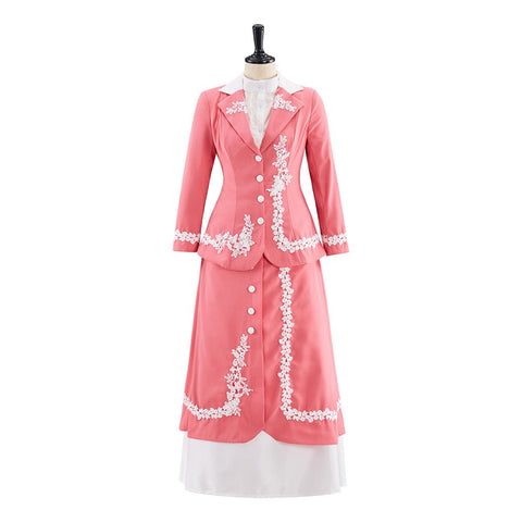 Edward Pink Cosplay Costume Outfit - Cosplay Dress, Elegant Pink Skirt Set - Coscosmos