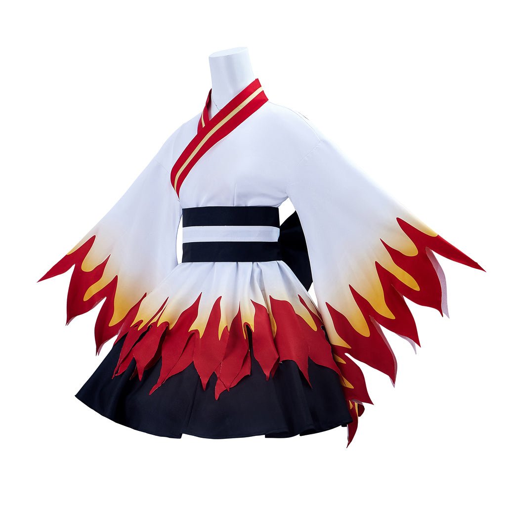 Elegant Demon Slayer Kyojuro Rengoku Women's Kimono Cosplay Costume - Coscosmos