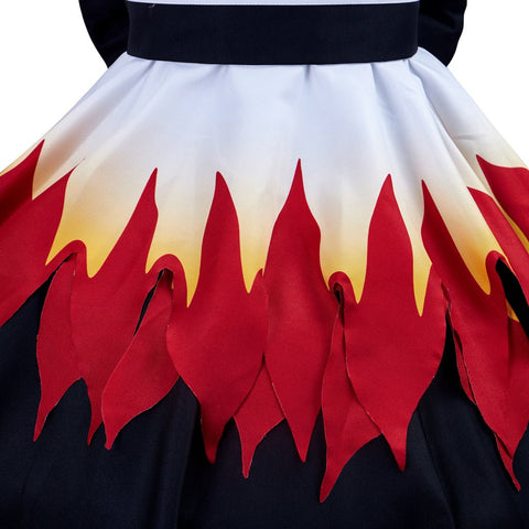 Elegant Demon Slayer Kyojuro Rengoku Women's Kimono Cosplay Costume - Coscosmos
