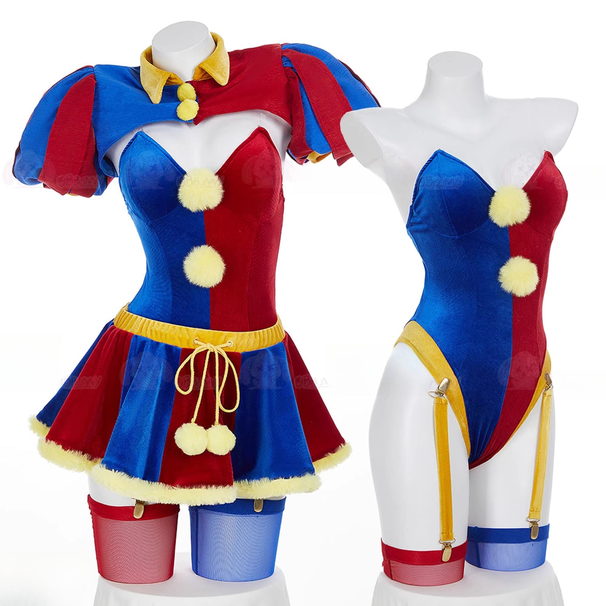 Elegant Velvet Jester Bodysuit for Halloween and Cosplay Events - Coscosmos
