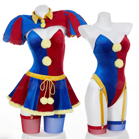 Elegant Velvet Jester Bodysuit for Halloween and Cosplay Events - Coscosmos