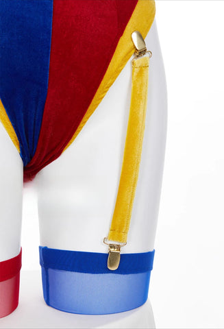 Elegant Velvet Jester Bodysuit for Halloween and Cosplay Events - Coscosmos