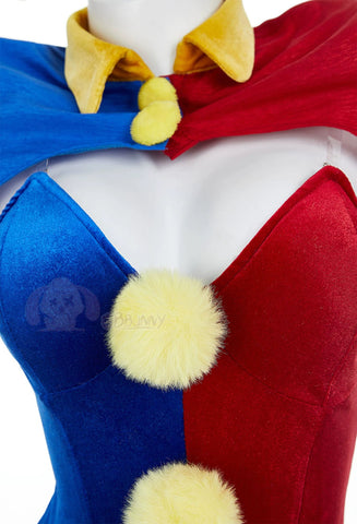 Elegant Velvet Jester Bodysuit for Halloween and Cosplay Events - Coscosmos