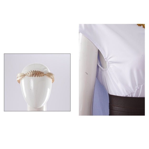 Elegant vintage - inspired goddess dress perfect for Halloween, themed parties, and mythological role - play events. - Coscosmos