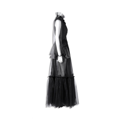 Elegant Wednesday Addams Black Evening Gown Inspired by Wednesday Season 2 - Coscosmos