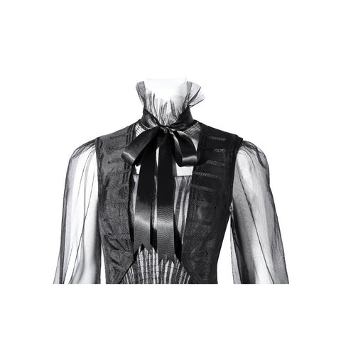 Elegant Wednesday Addams Black Evening Gown Inspired by Wednesday Season 2 - Coscosmos