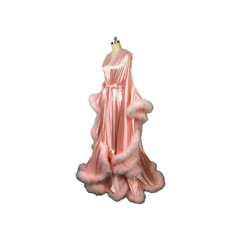 Elegant White Wedding Bridal Robe Long Cloak with Fur Trim for Stage Performance Cosplay Costume - Coscosmos