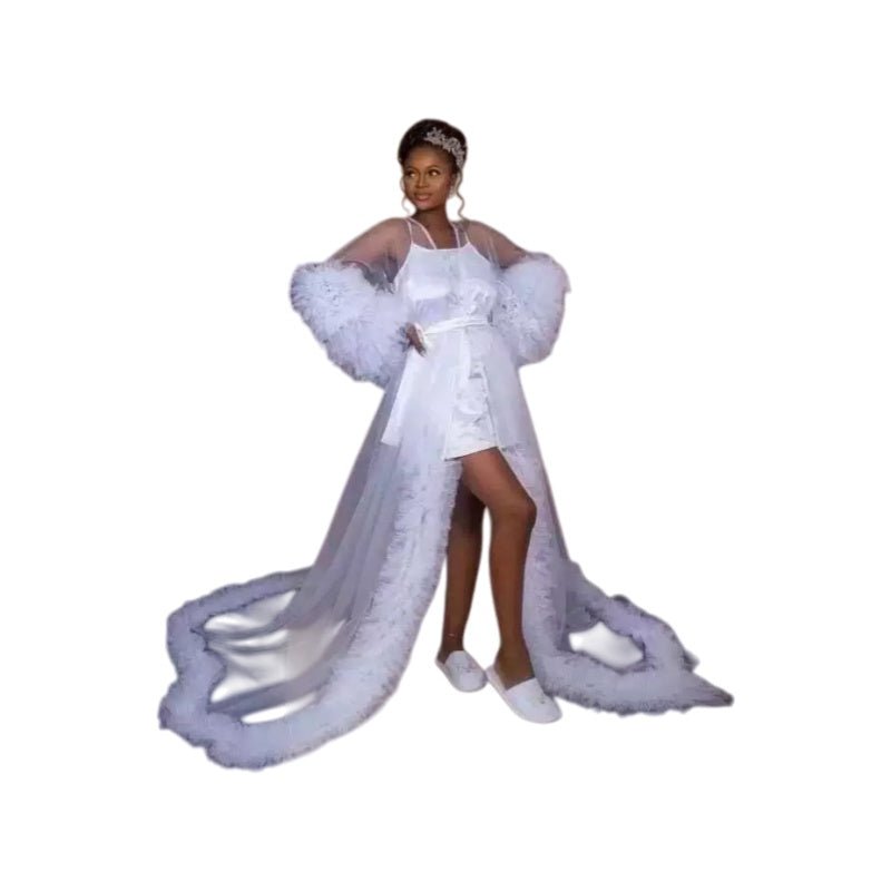 Elegant White Wedding Gown with Train Lace Bridal Cosplay Costume for Photography Theme Parties - Coscosmos