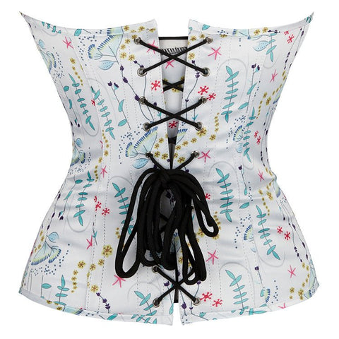Emily British - Style Printed White Corset Bustier Top Fashion Little Dress - Cosplay Costume - Coscosmos