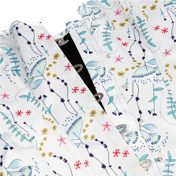 Emily British - Style Printed White Corset Bustier Top Fashion Little Dress - Cosplay Costume - Coscosmos