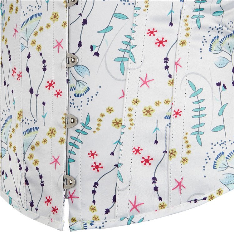 Emily British - Style Printed White Corset Bustier Top Fashion Little Dress - Cosplay Costume - Coscosmos