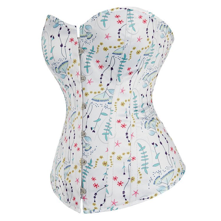 Emily British - Style Printed White Corset Bustier Top Fashion Little Dress - Cosplay Costume - Coscosmos